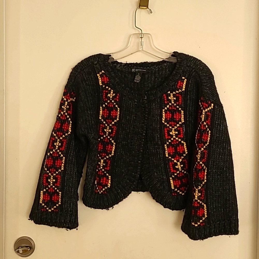 INC BLACK/GRAY CARDIGAN/SWEATER